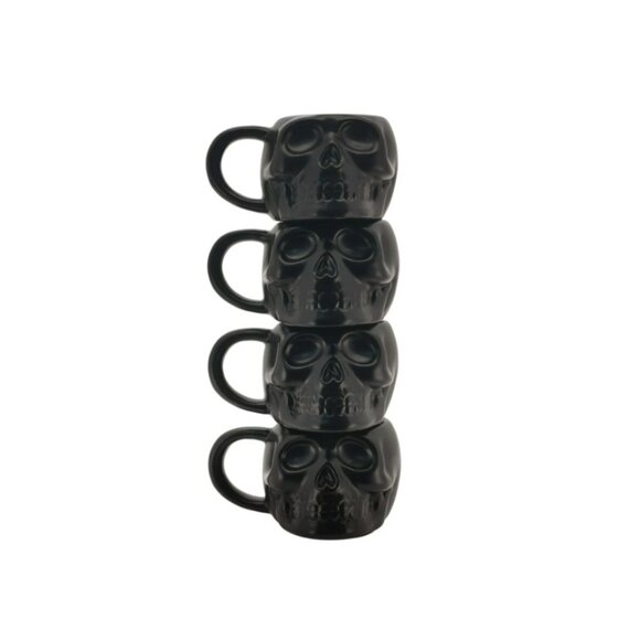 NEW Skull Mug Set of 4 Stackable Mugs Dia De Los Muertos Skulls Halloween Stonew - Picture 14 of 16